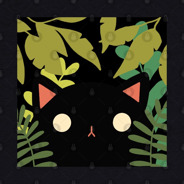 Black Cat win the Forest Design | Handmade Illustration | Kawaii Christmas Present | By Atelier Serakara by Atelier Serakara
